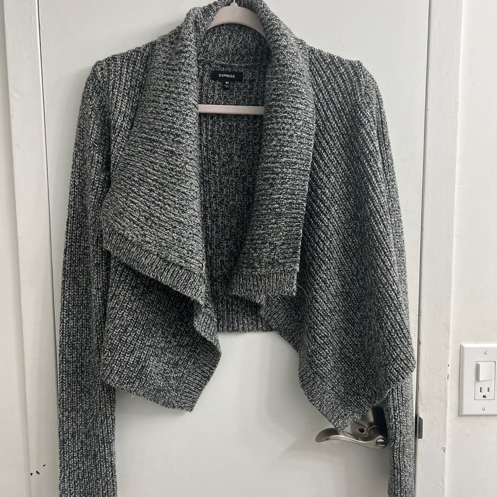Express Charcoal Draped Cardigan Sweater